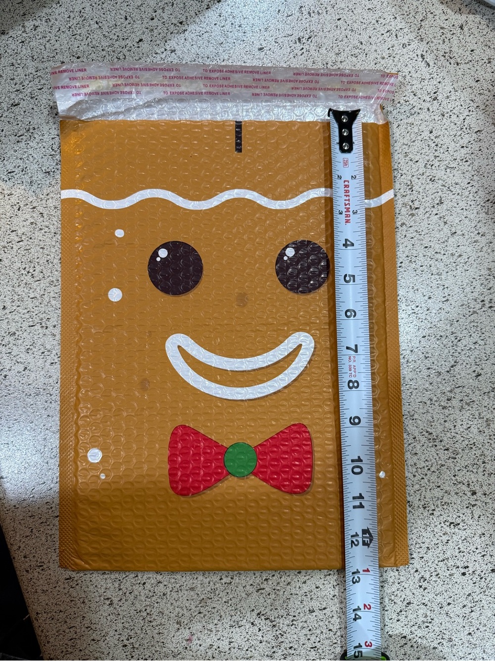 50 Pack of 10x13 Holiday Bubble Mailers - 25 Santa Face and 25 Gingerbread Man - Picture 11 of 11